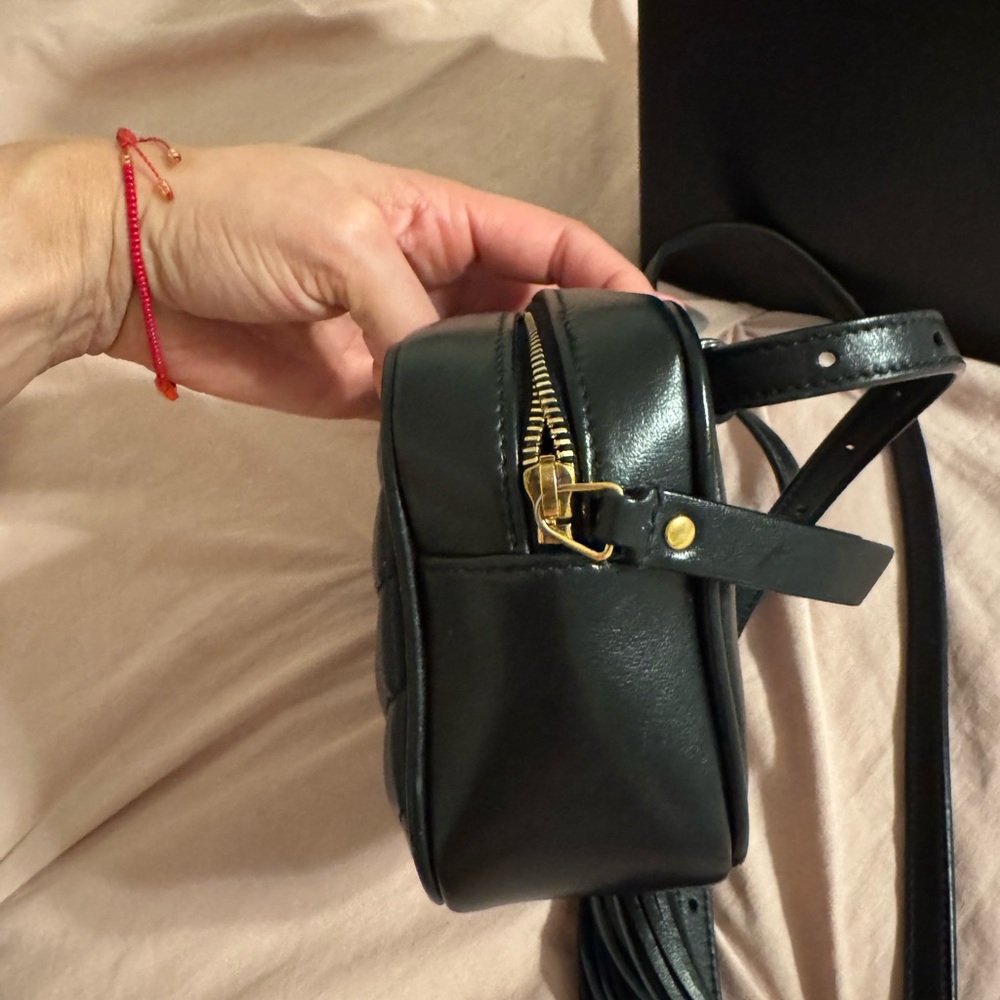 Saint Laurent Black Chevron Crossbody Belt Bag - Picture 6 of 7